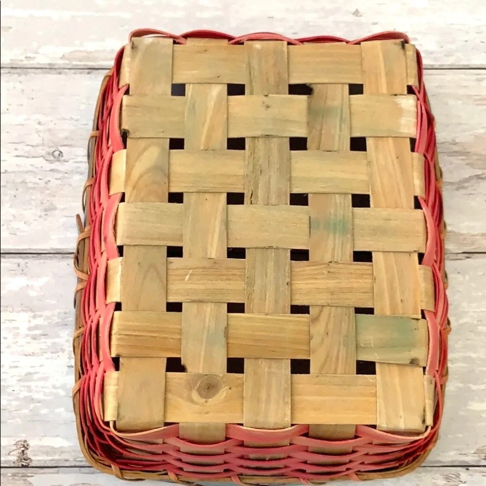 Wood Wicker Christmas Basket 8x10in Snowman Print